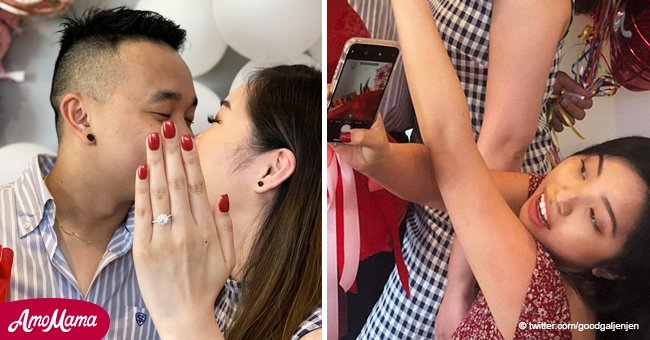 Bride’s nails weren’t done for her engagement photo, so a cousin comes up with a genius solution
