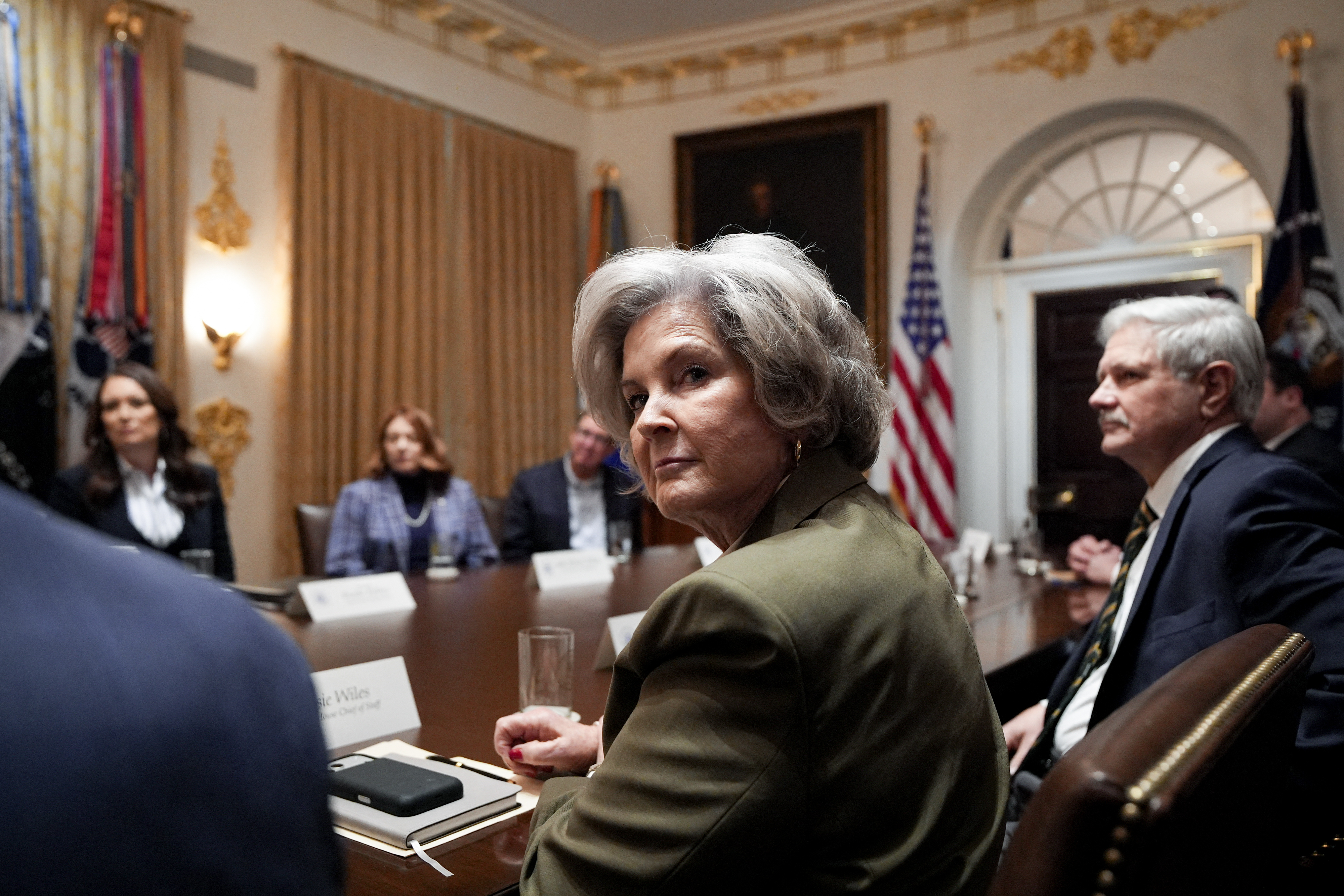 Susie Wiles attends a roundtable discussion in the Cabinet Room of the White House on December 8, 2025 | Source: Getty Images