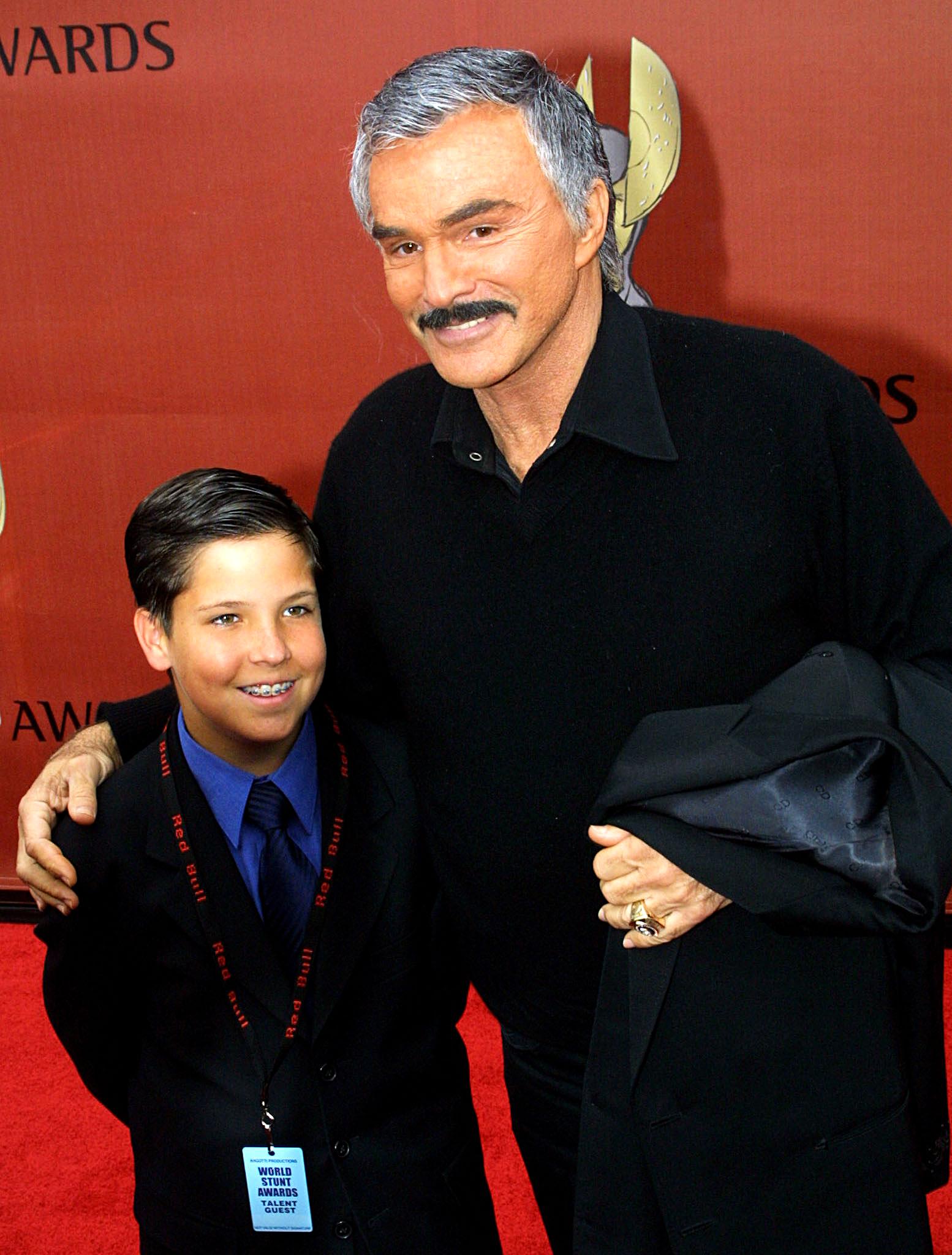 Burt Reynolds and his son Quinton arriving for the First International World Stunt Awards on 20 May, 2001 in Santa Monica, California. / Source: Getty Images