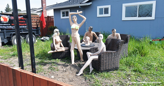 Man Installs Naked Mannequins in Yard as Revenge for a Neighbor Who Forced Him to Shorten a Fence