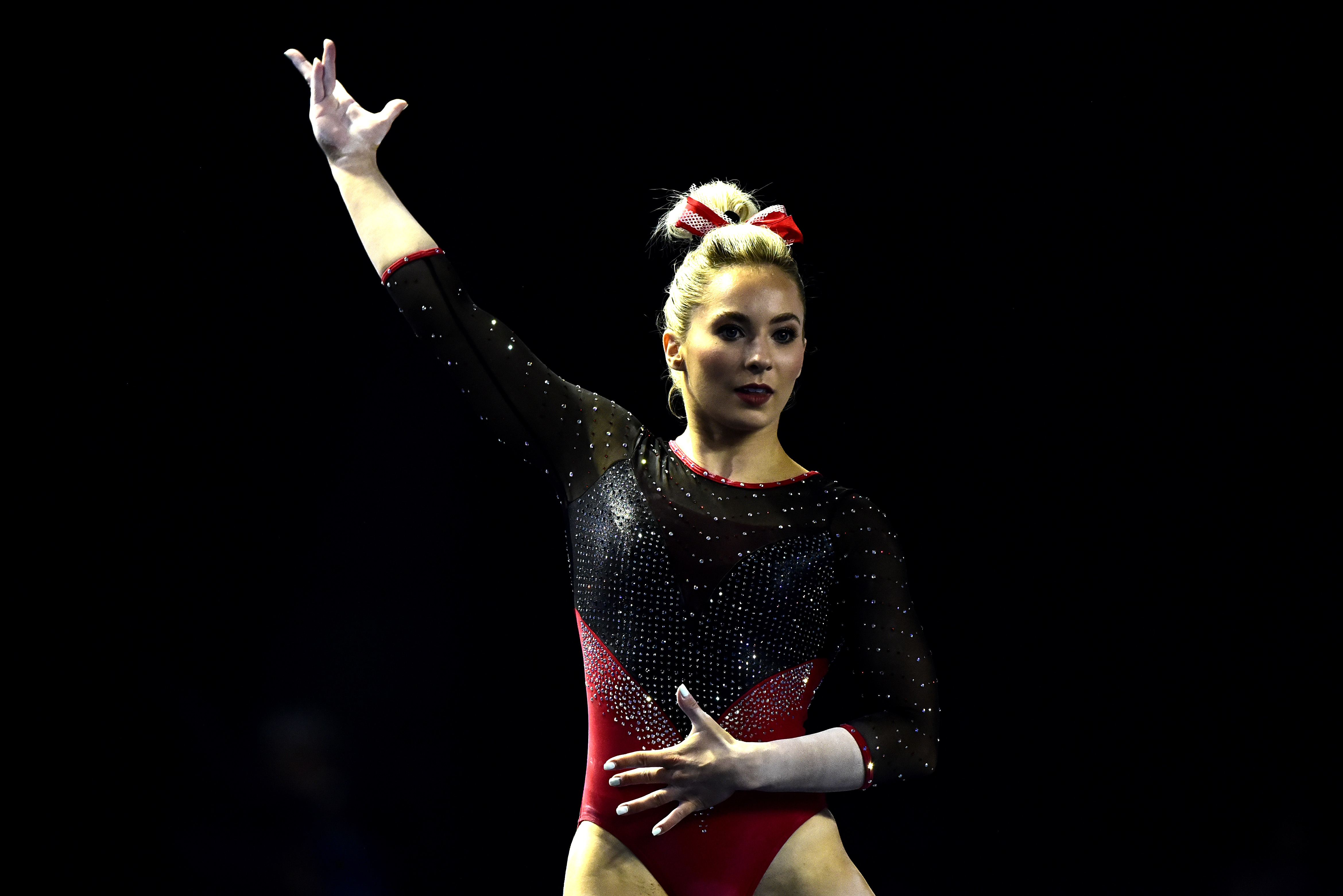 MyKayla Skinner performs her floor routine during the 2021 GK U.S. Classic gymnastics competition in Indianapolis, Indiana, on May 22, 2021. | Source: Getty Images