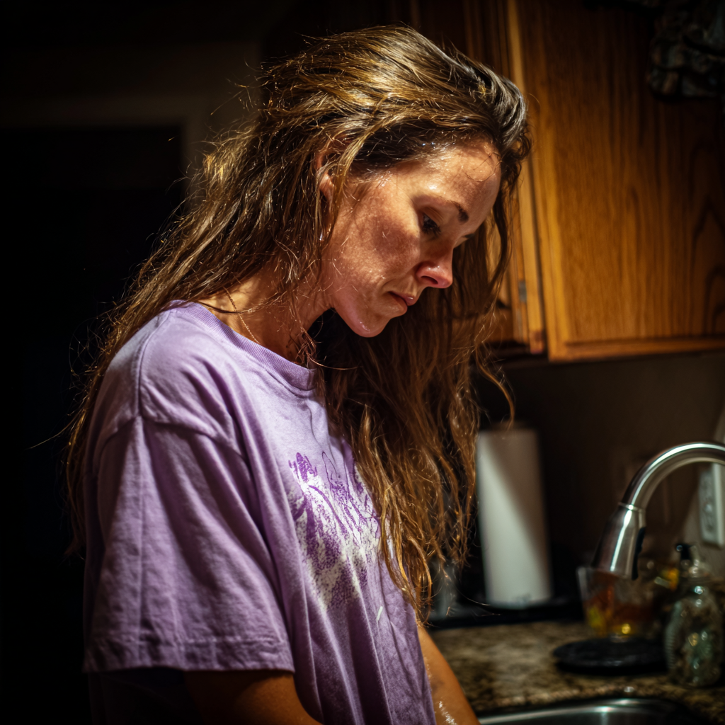 A woman standing by a sink | Source: Midjourney