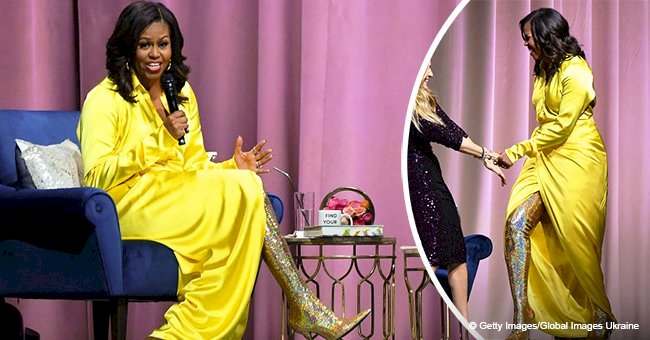 Michelle Obama steals the show in $4K thigh-high glittery boots & matching Balenciaga gown in pics