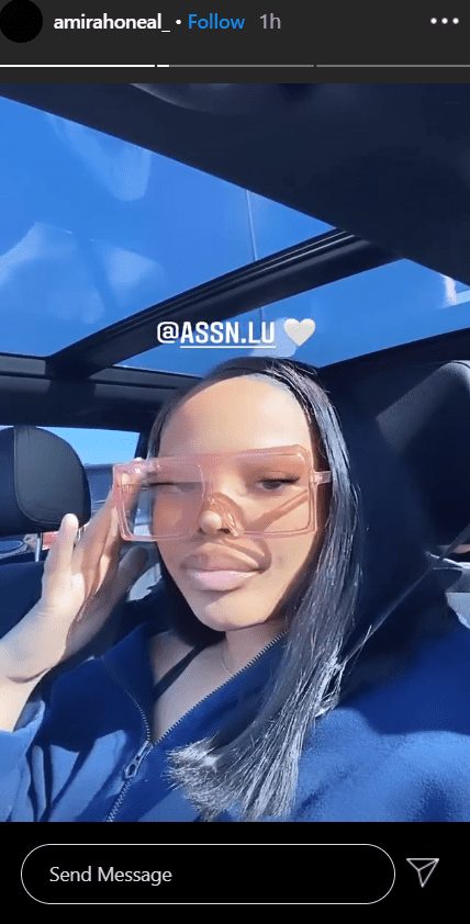 Shaquille O’Neal’s daughter Amirah enjoying the company of her boyfriend while together in a car | Photo: Instagram/amirahoneal_