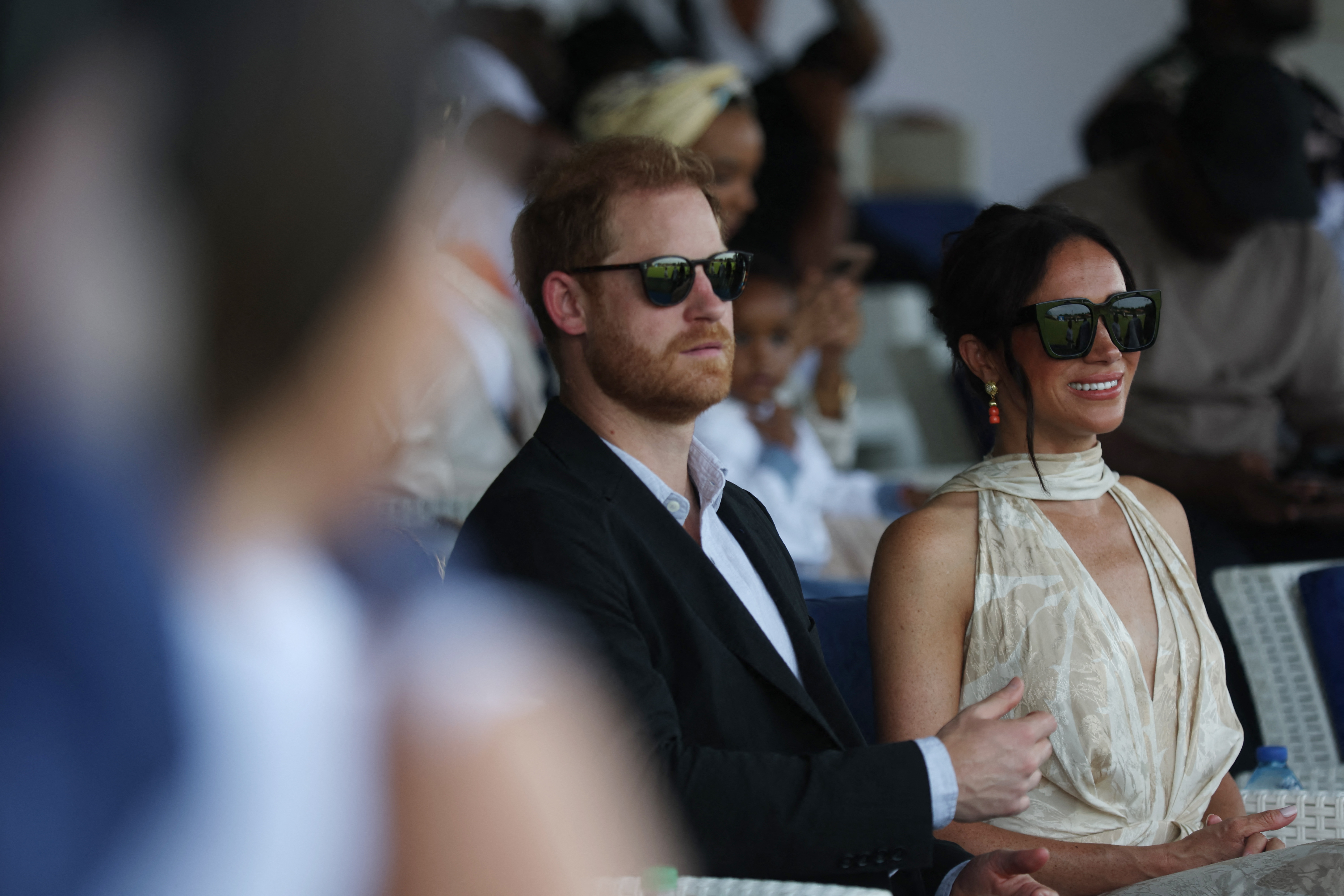 Prince Harry and Meghan Markle at a charity polo game at the Ikoyi Polo Club in Lagos on May 12, 2024, as they visit Nigeria as part of celebrations of Invictus Games anniversary. | Source: Getty Images