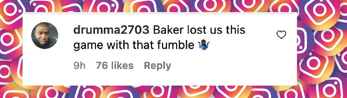 A fan comment on Baker Mayfield, dated January 13, 2024 | Source: Instagram/buccaneers