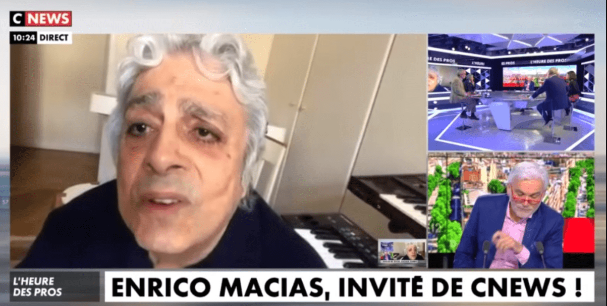 Enrico Macias en direct de CNews dans "L'heure des pros" le vendredi 8 mai 2020 | Photo : CNews.