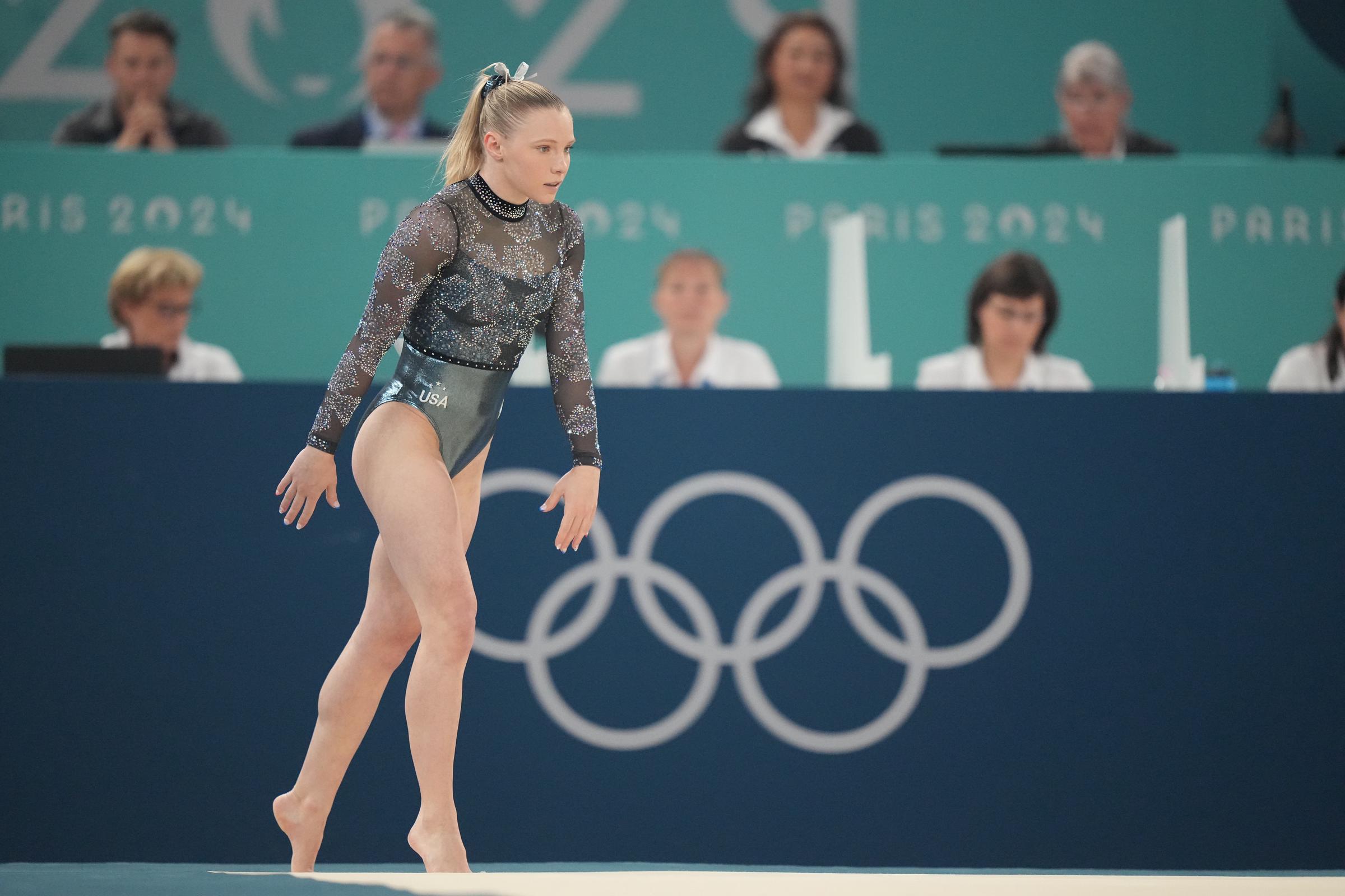 Jade Carey performing the Vault during the Women's Qualification in Paris, France on July 28, 2024 | Source: Getty Images