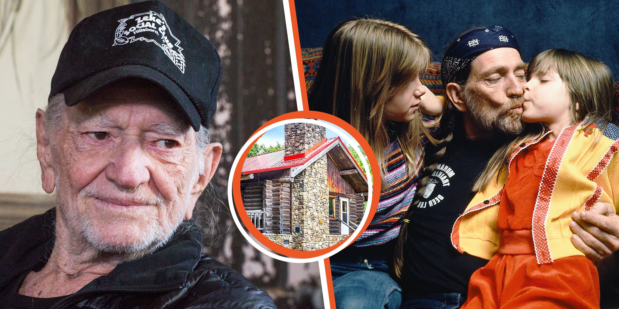 Willy Nelson | His cabin home | Nelson with his daughters | Source: Getty Images | Twitter.com/FoxBusiness