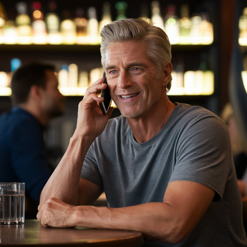 A man seated at a bar, looking satisfied | Source: Midjourney