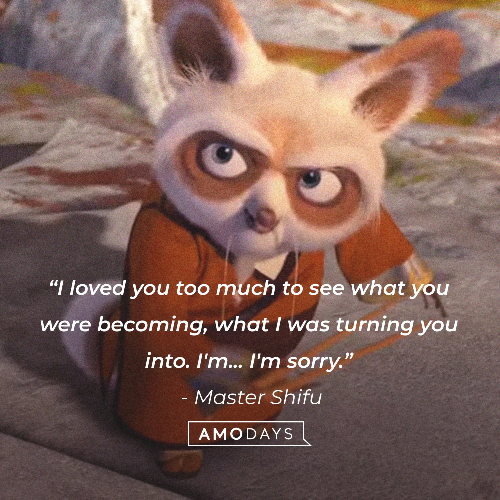  Master Shifu’s quote: ““I loved you too much to see what you were becoming, what I was turning you into. I'm... I'm sorry.”  | Image: AmoDays