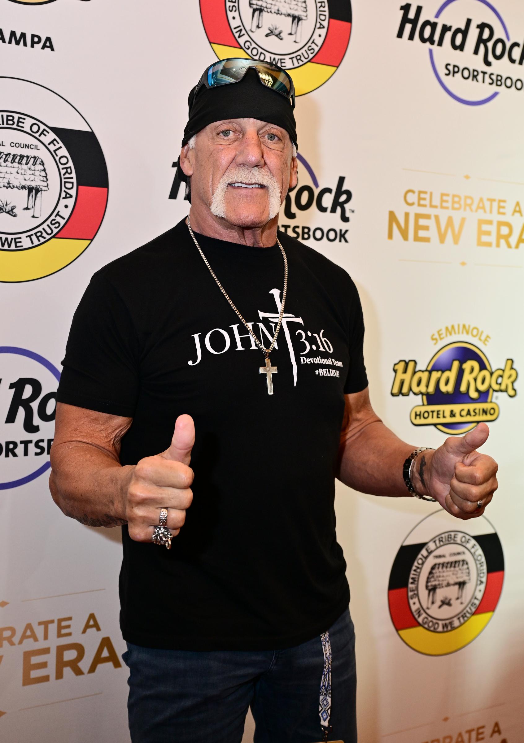 Hulk Hogan at "A New Era in Florida Gaming" event at Seminole Hard Rock Hotel & Casino Tampa on December 8, 2023, in Florida. | Source: Getty Images