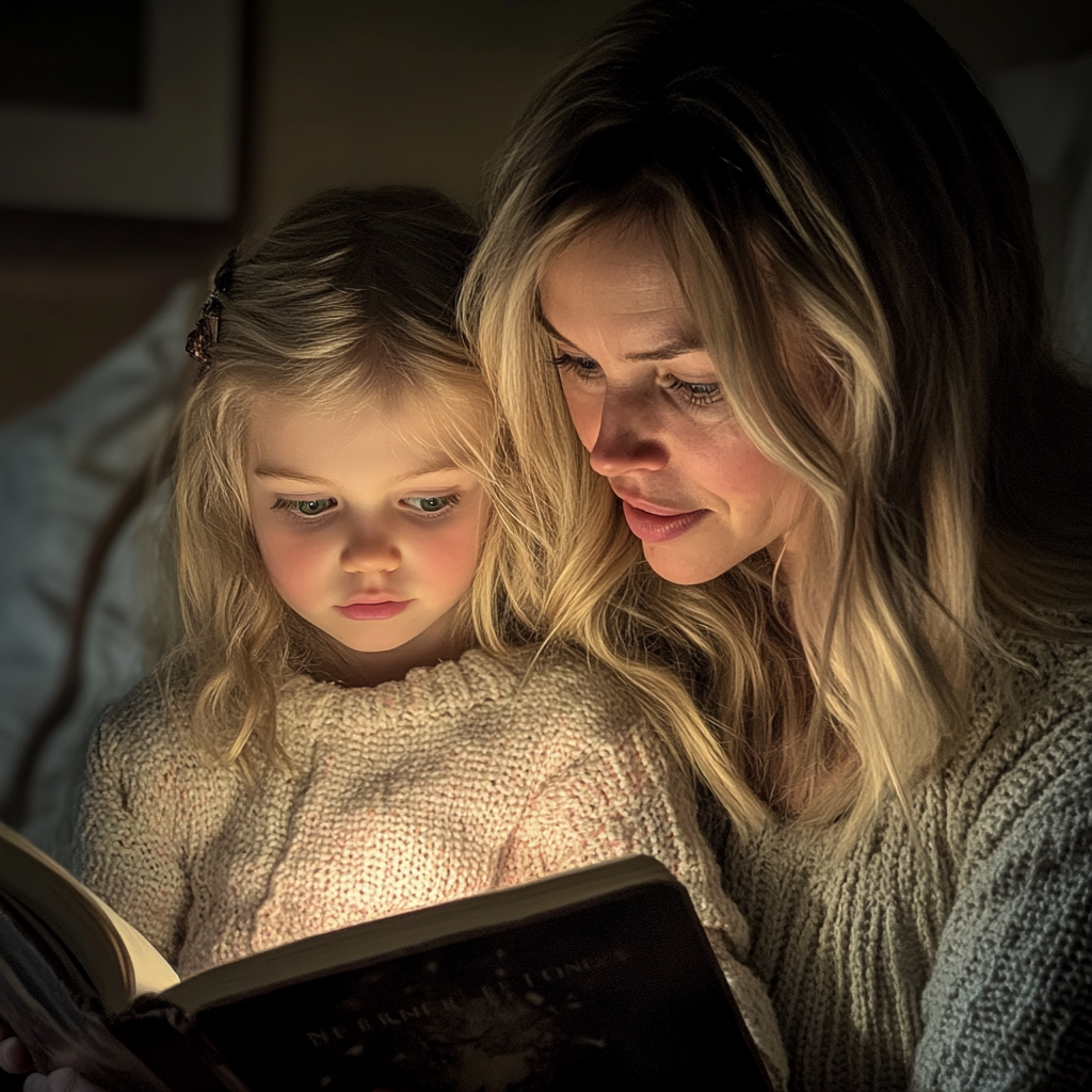 A reading mom and daughter duo | Source: Midjourney