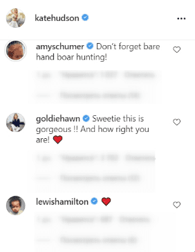 Reactions on Hudsons Instagram post | Source: Instagram/katehudson