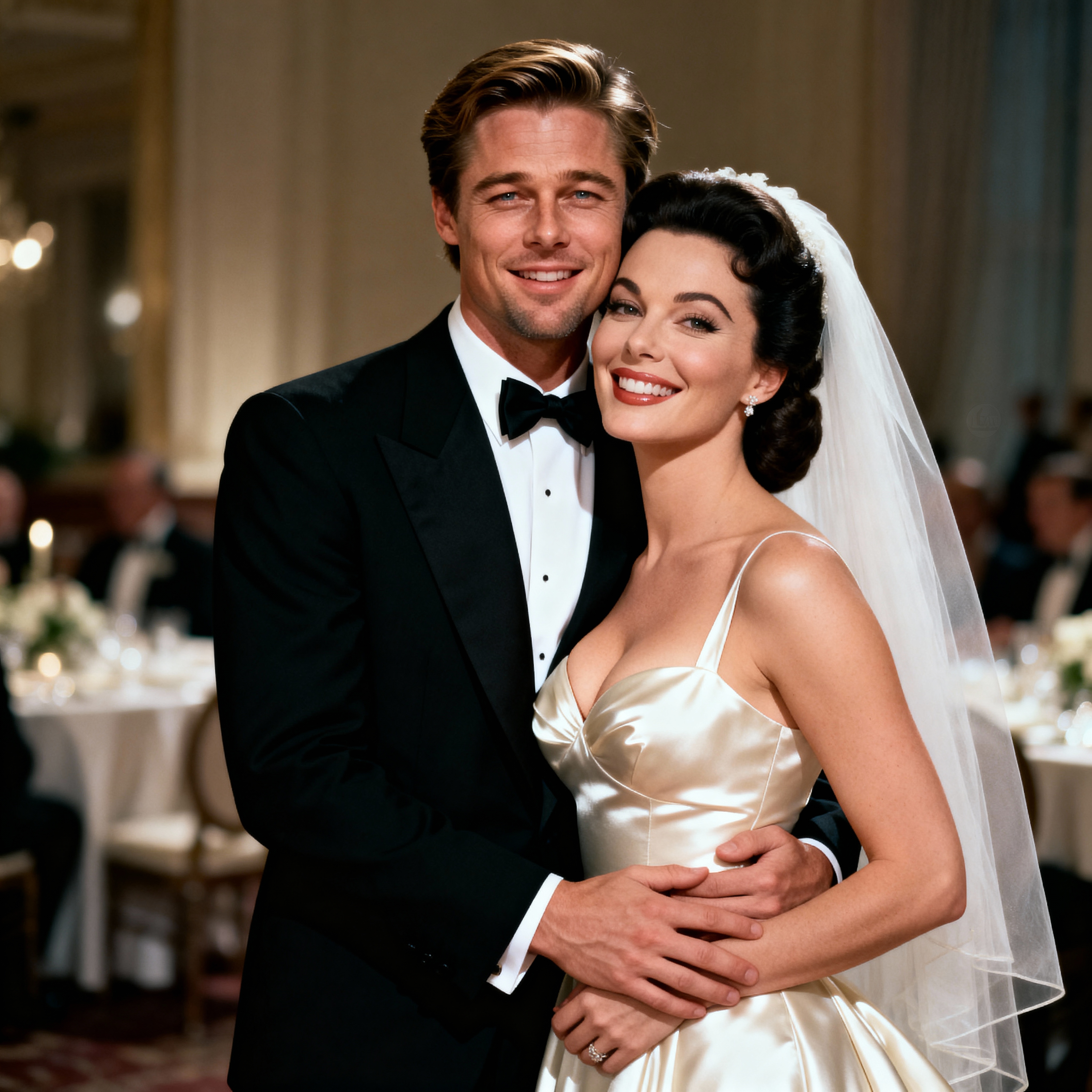 Sophia Loren radiates Italian elegance while Brad Pitt delivers Hollywood polish — a wedding worthy of the silver screen | Source: Grok AI