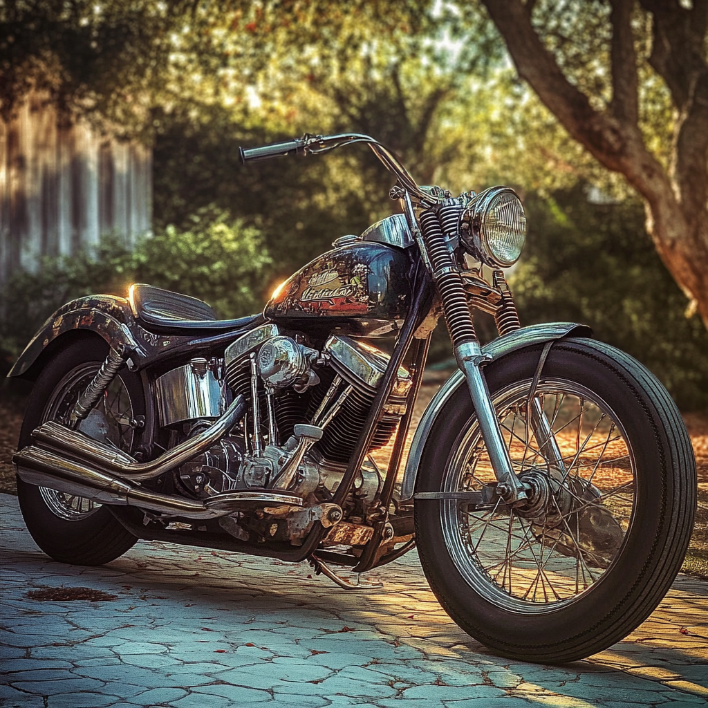 An old Harley motorcycle | Source: Midjourney