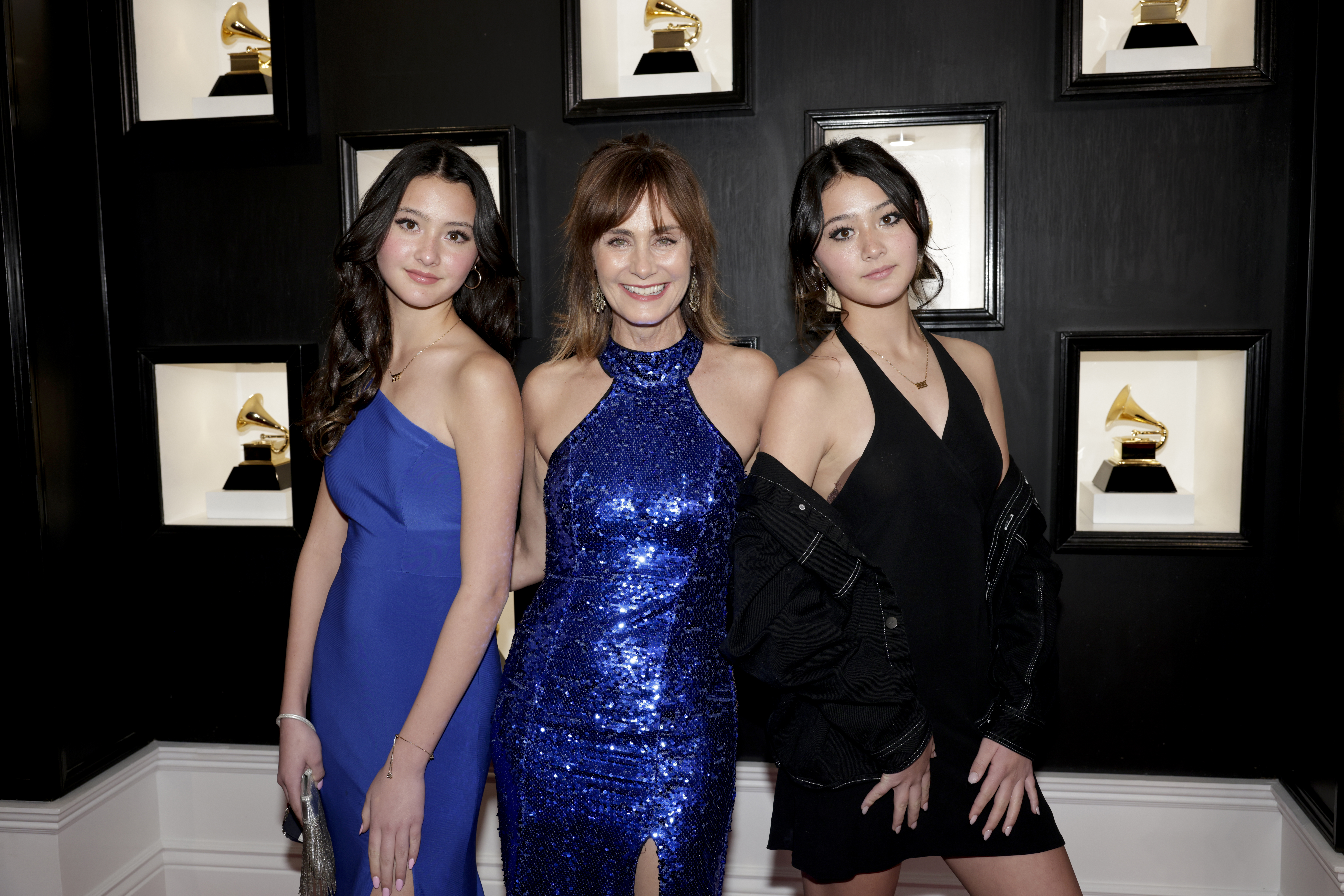 Diane Farr and daughters Sawyer and Coco Chung arrive at the 65th Annual Grammy Awards, on, February 5, 2023. | Source: Getty Images