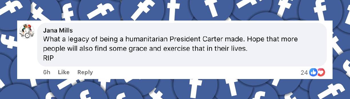 A netizen's comment on the five living U.S. presidents attending former President Jimmy Carter's funeral service, posted on January 9, 2025 | Source: Facebook.com/CBSNews