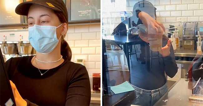 A barista takes a woman's order and is confused by the unique name she provides | Photo: TikTok/rosette_luve