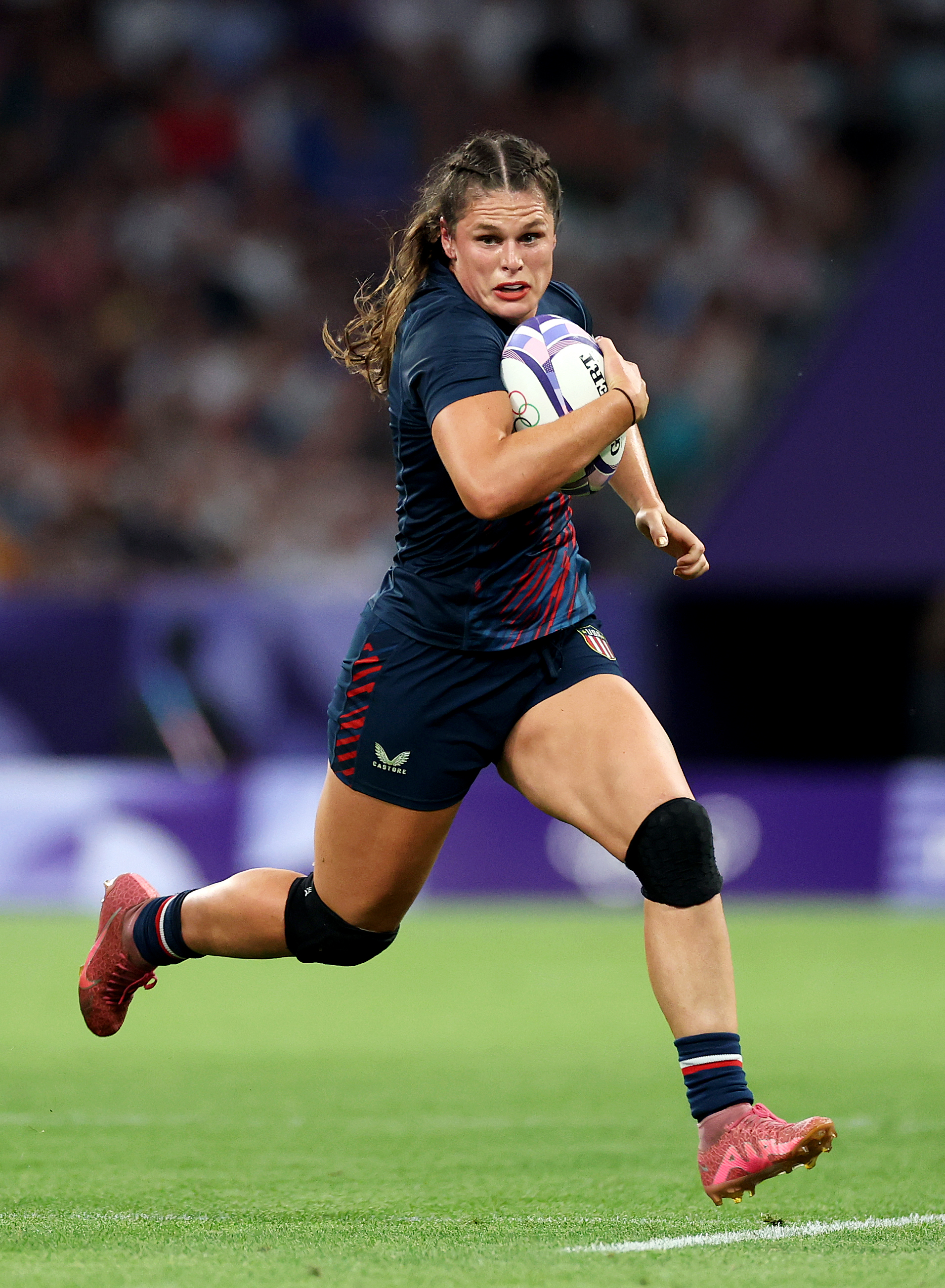 Ilona Maher during the Women's Rugby Sevens Quarter Final match between Team Great Britain and Team United States on day three of the Olympic Games Paris 2024 on July 29 in France. | Source: Getty Images