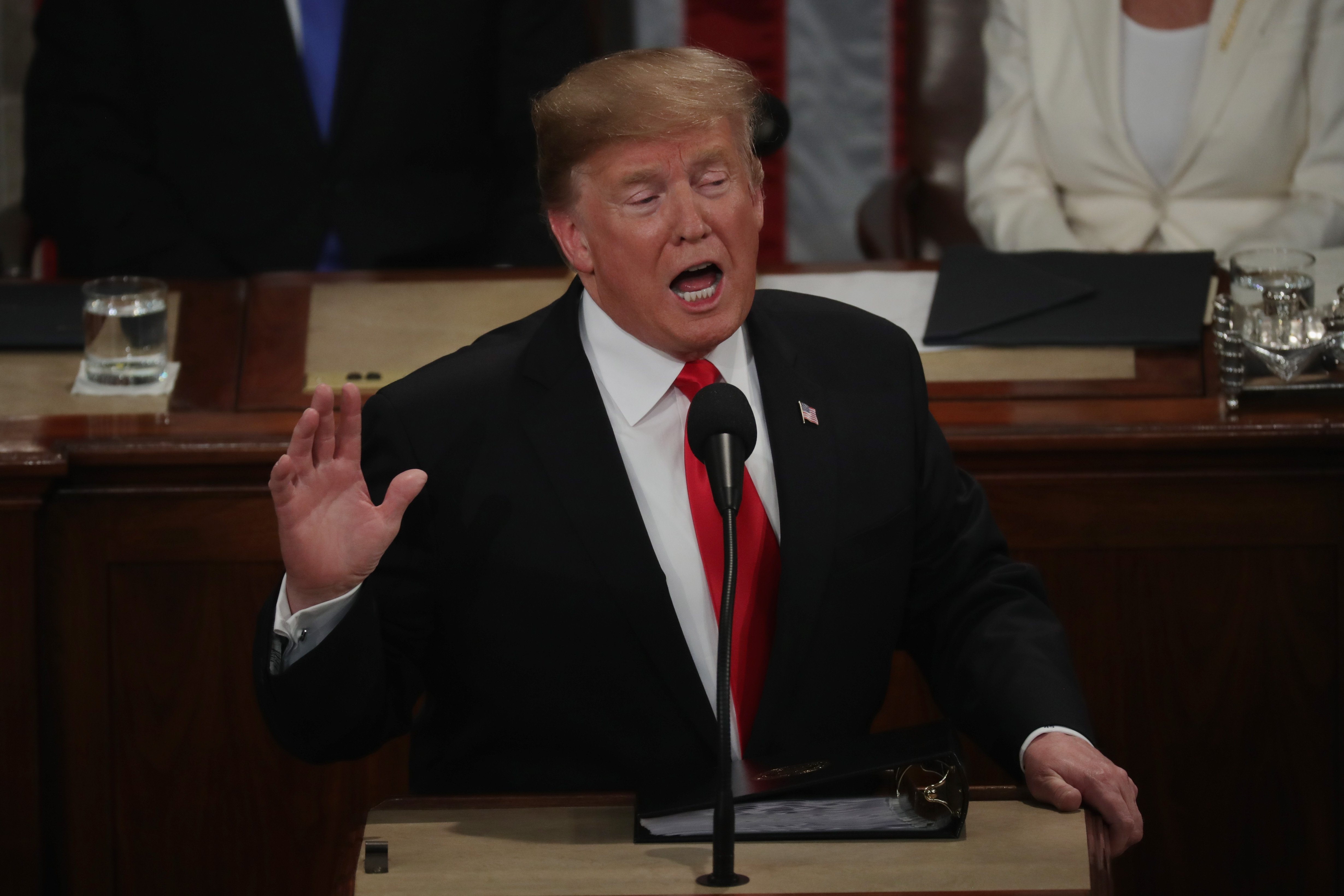 President Donald Trump delivering a speech during the State of the Union address | Photo: Getty Images