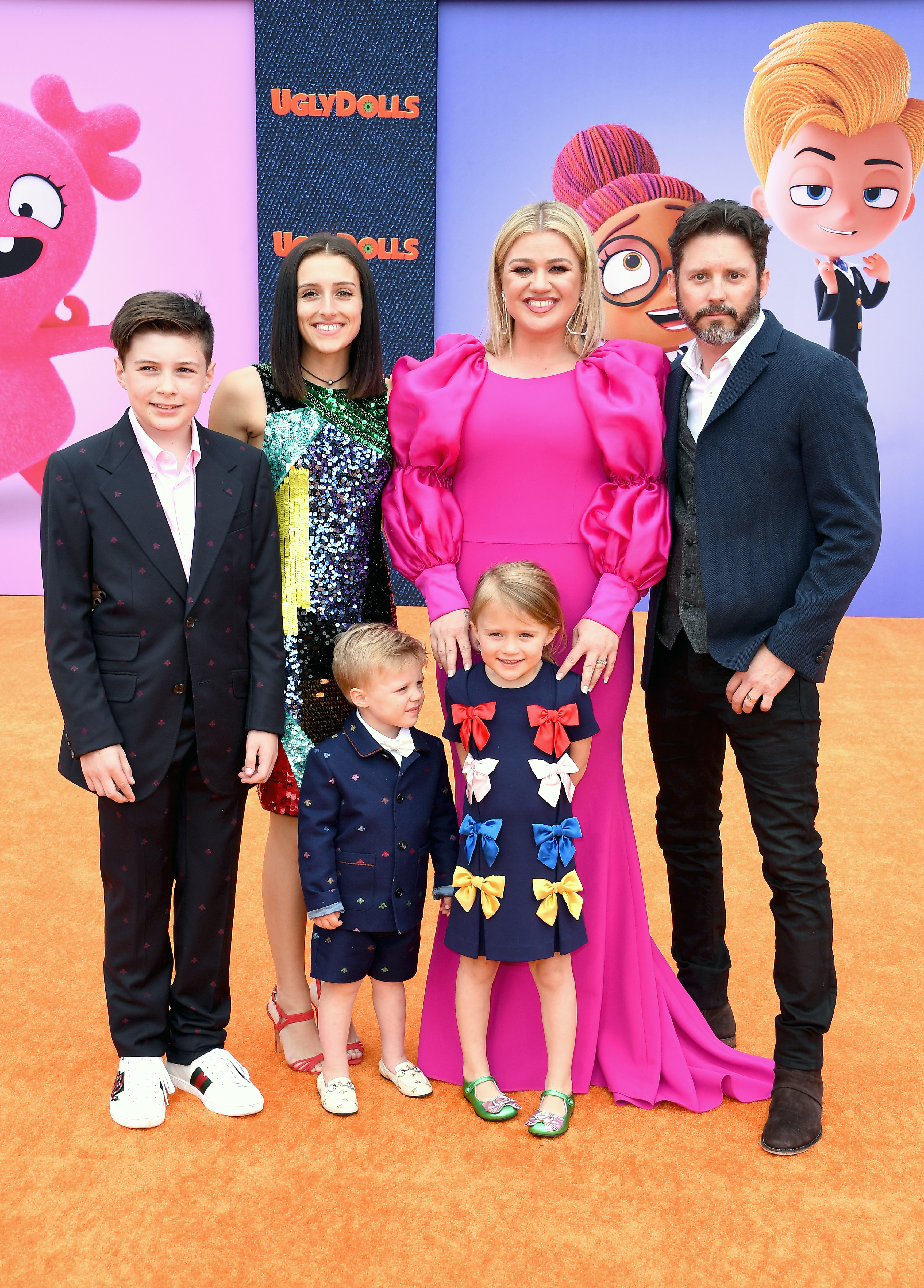 Kelly Clarkson and Brandon Blackstock with their family at the STX Films world premiere of "UglyDolls" at Regal Cinemas L.A. Live on April 27, 2019, in Los Angeles, California. | Source: Getty Images