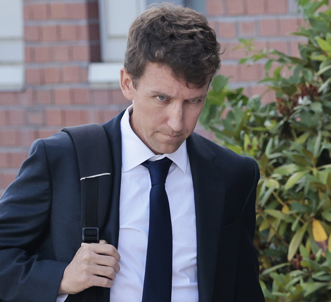 Patrick Clancy arrives at Plymouth Superior Court, looking downward as testimony resumes in Lindsay Clancy's murder trial. | Source: Getty Images