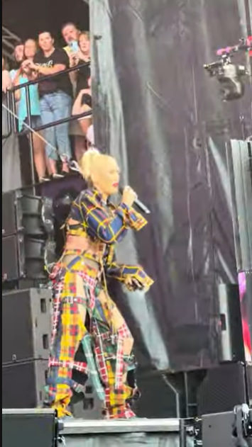 Gwen Stefani performs in a tattered tartan outfit at the Minnesota Yacht Club Music Festival on July 19, 2024. | Source: YouTube/norahgxve