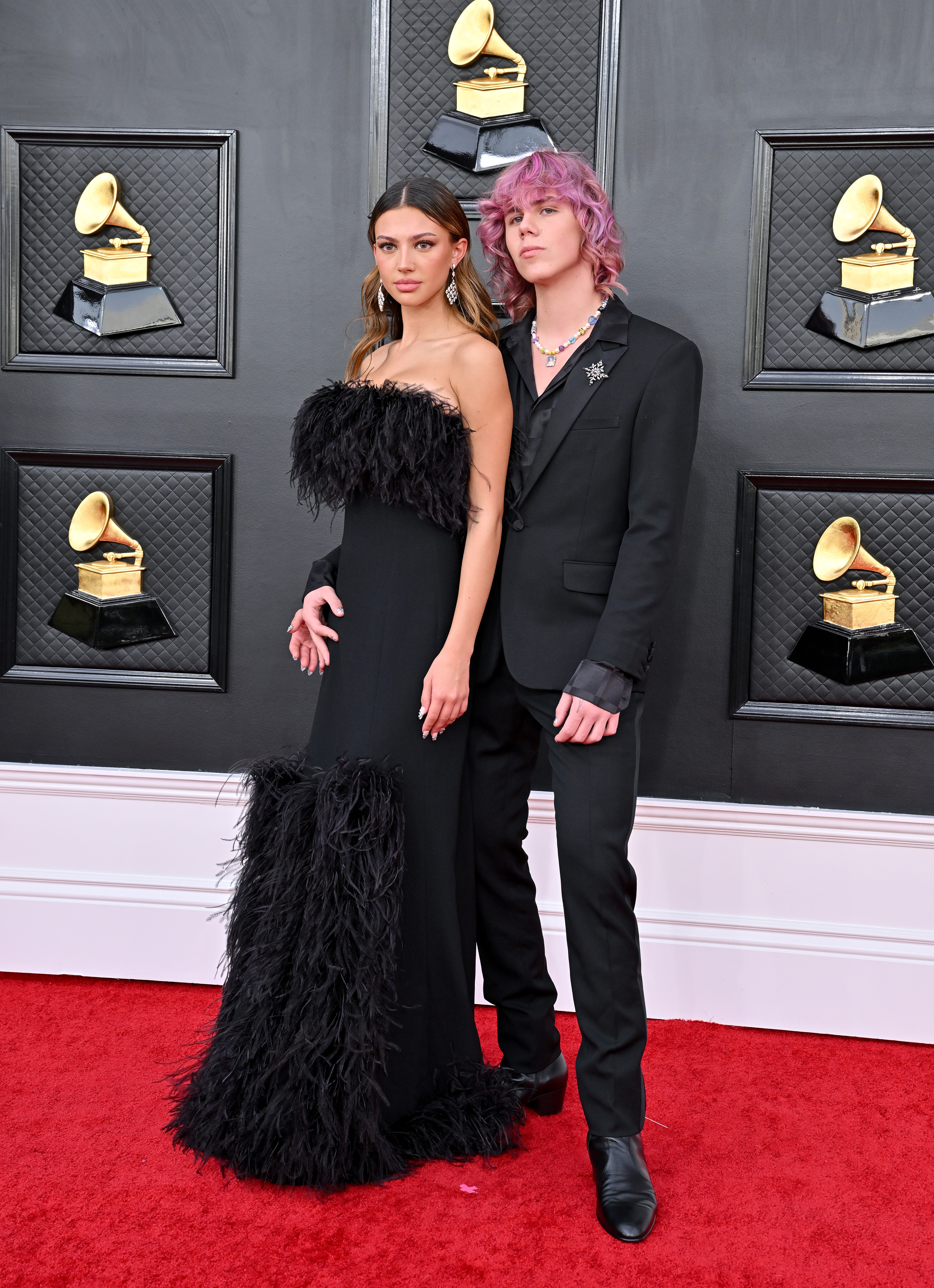 Katarina Deme  and The Kid Laroi at the 64th Annual Grammy Awards on April 3, 2022, in Las Vegas, Nevada. | Source: Getty images