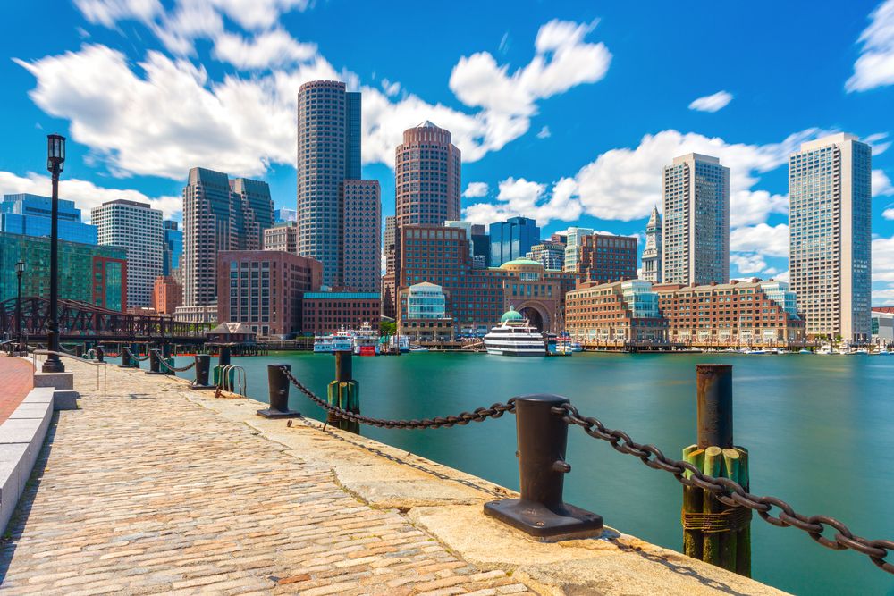 Boston skyline on a  summer day, view from harbor on downtown, Massachusetts. | Source: Shutterstock