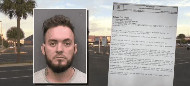 Jerod Sechrist's mugshot and the official police report | Photo: Fox13 Tampa Bay