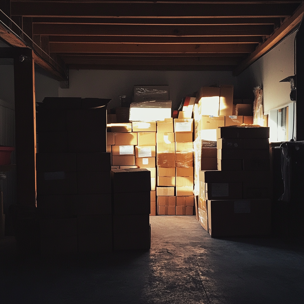 Boxes in a garage | Source: Midjourney