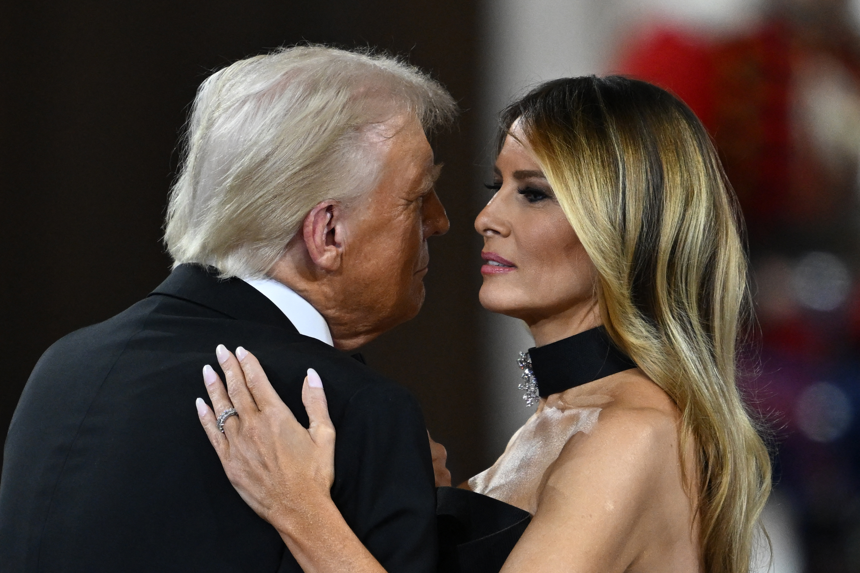 US President Donald Trump and First Lady Melania Trump dance to "The Battle Hymn of the Republic" on January 20, 2025 | Source: Getty Images