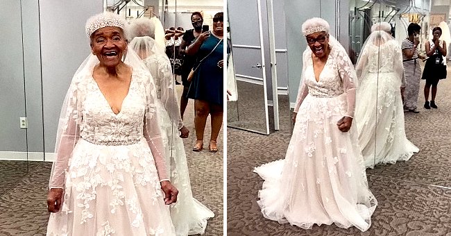 94-year-old Martha Mae Ophelia Moon Tucker wearing a wedding dress. | Source: facebook.com/erica.tucker.5