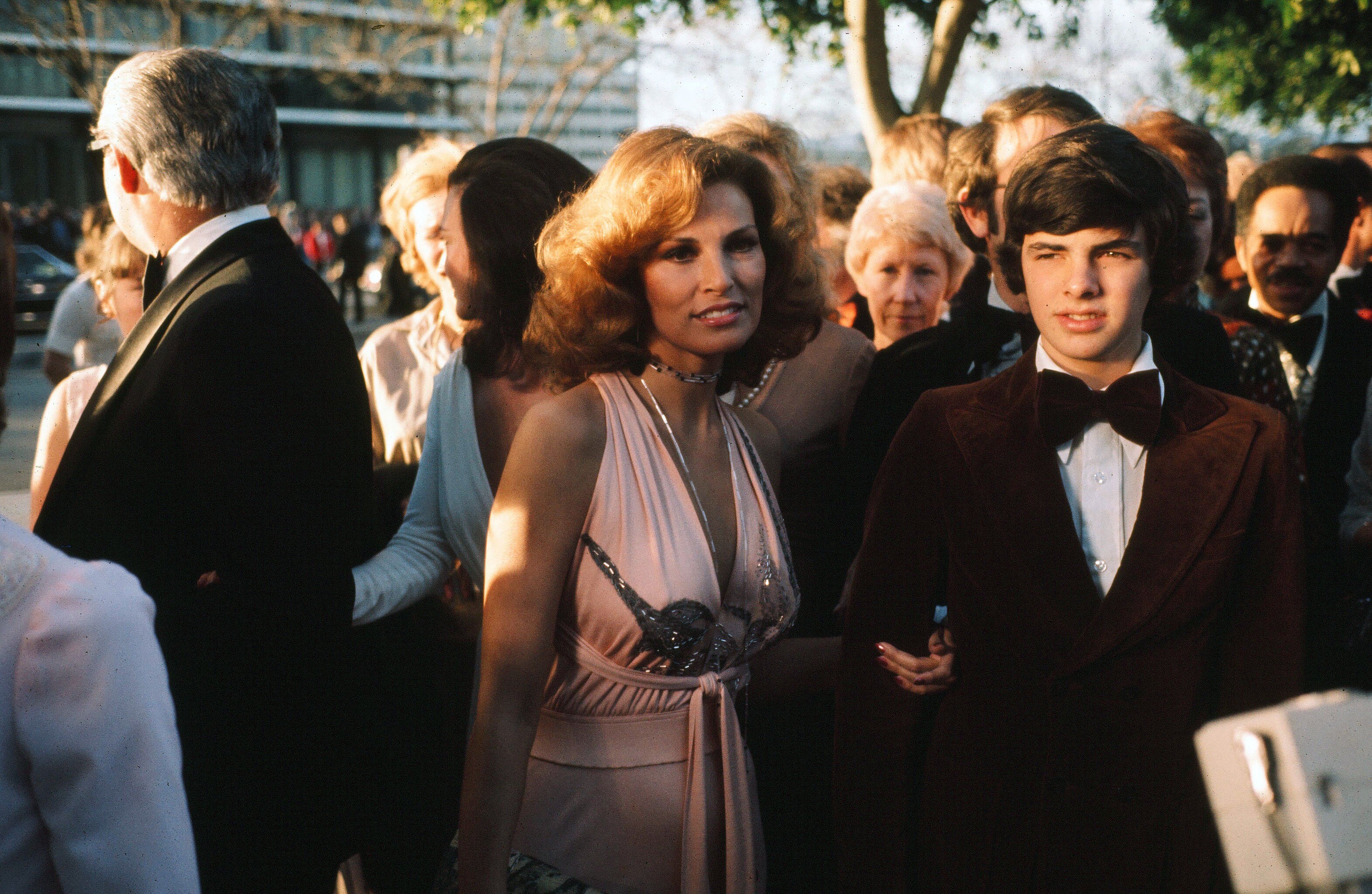 Actress Raquel Welch and son Damon Welch at the 46th Academy Awards in Los Angeles,California. | Source: Getty Images