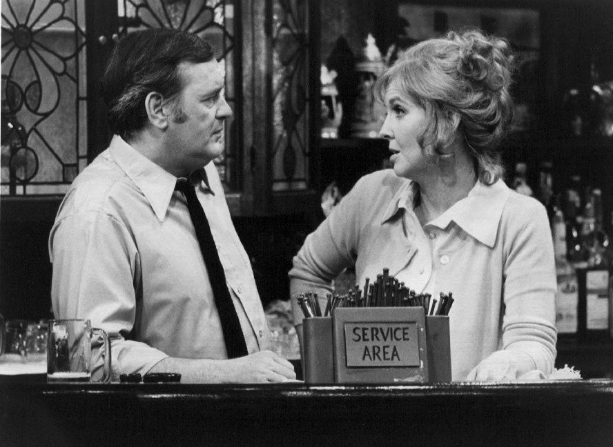 Eugene Roche as Frank Flynn and Anne Meara as Mae from the television program "The Corner Bar." | Source: Wikimedia Commons