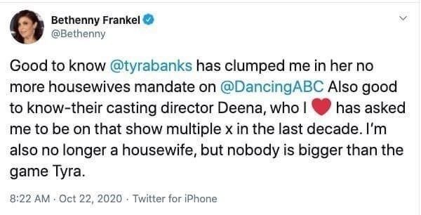 A now-deleted Twitter post made by Bethenny Frankel. | Photo: Twitter/bethenny
