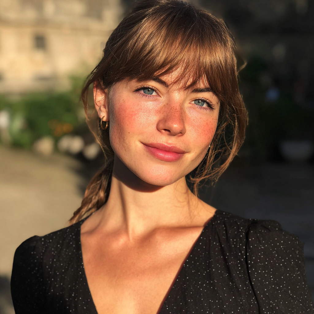 Une femme souriante vêtue d'une robe noire | Source : Midjourney