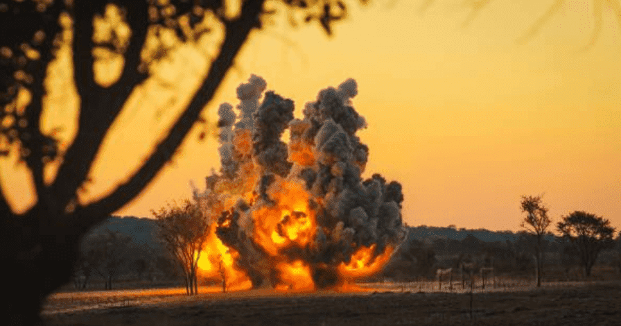 Halo Trust mine detonation, the organisation works around the country destroying live landmines,  Angola | Source: Getty Images