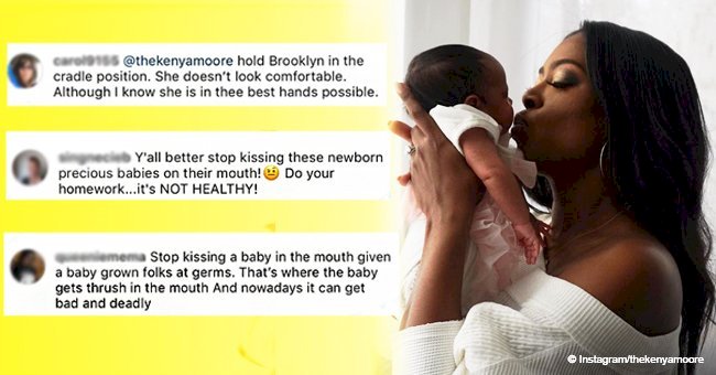 Kenya Moore gets dragged heavily after sharing photo of her kissing newborn daughter Brooklyn