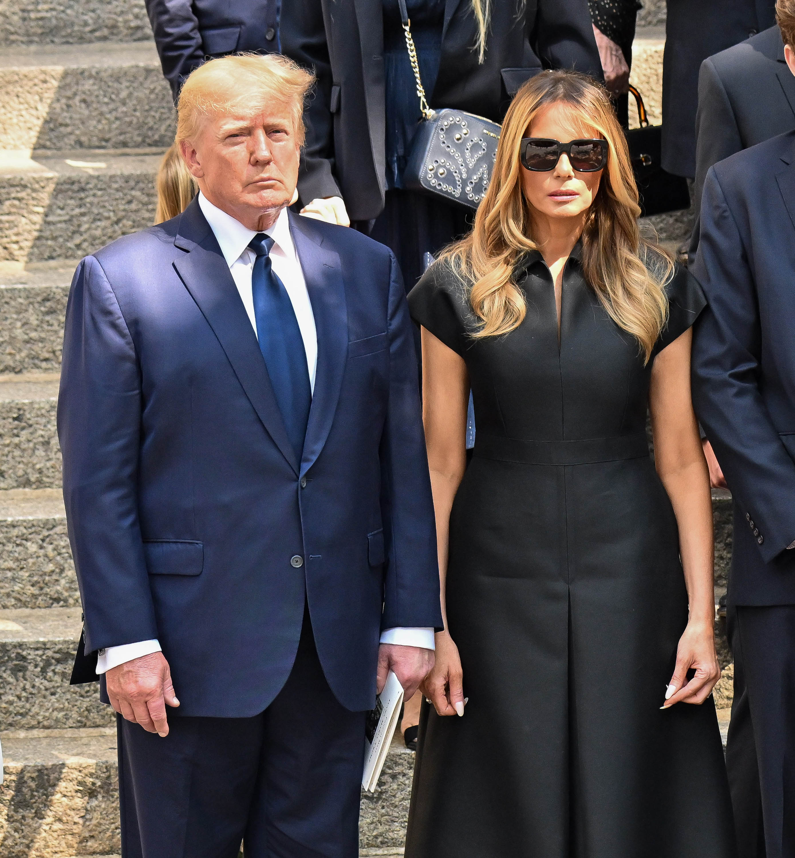 Former U.S. President Donald Trump and former U.S. First Lady Melania Trump photographed at the funeral of Ivana Trump on July 20, 2022 in New York City. / Source: Getty Images