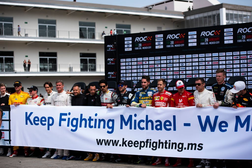 L'hommage des pilotes à Michael Schumacher le 19 janvier 2019 à Mexico City. Photo : Getty Images