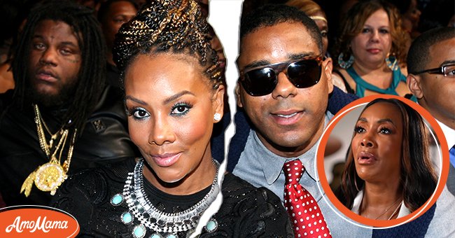 Vivica A Fox and Christopher Harvest attend the Soul Train Awards in 2013 [Left] Fox pictured during an interview on VLAD TV in 2021 [Right] | Photo: YouTube/djvlad & Getty Images