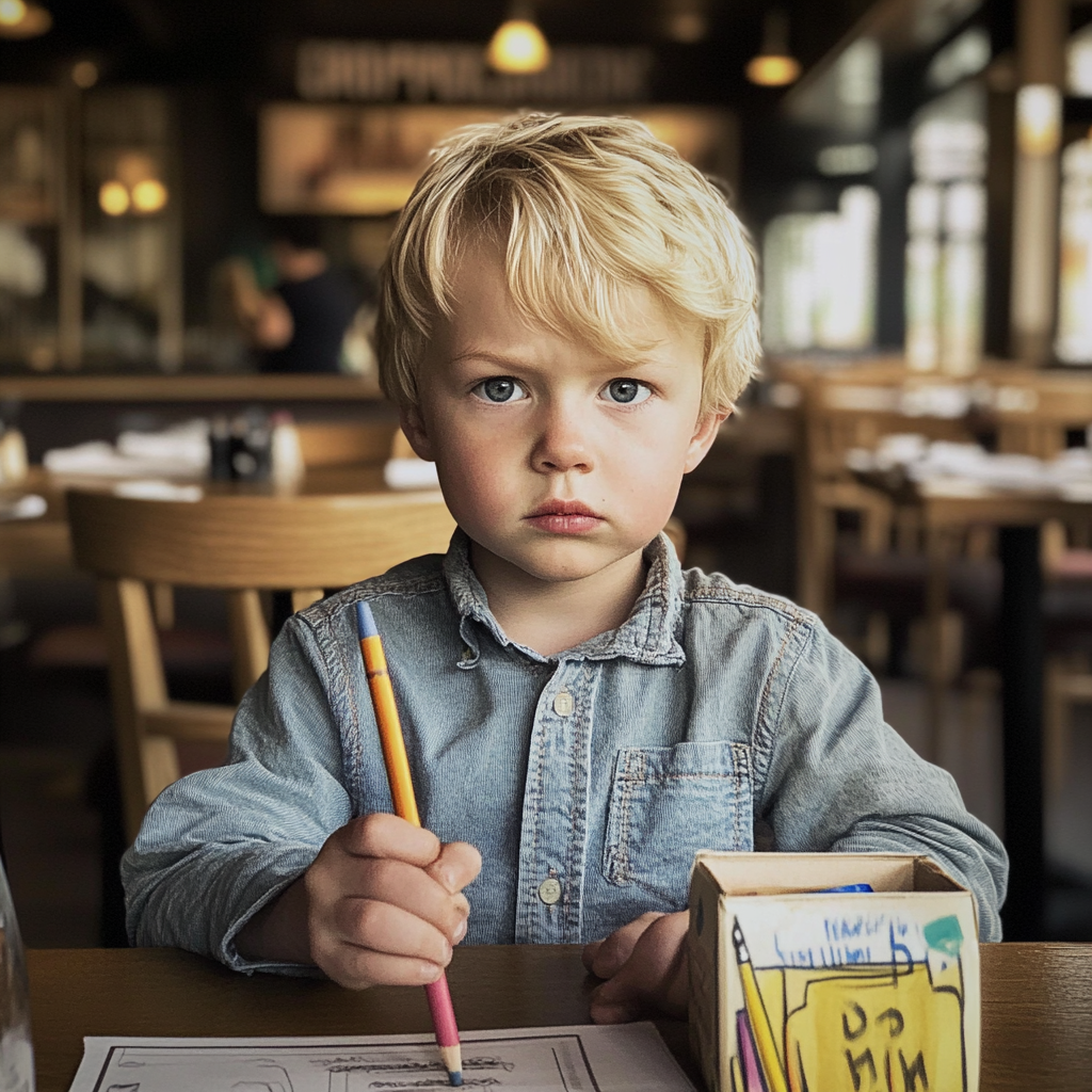 Five year old boy holding a crayon | Source: Midjourney