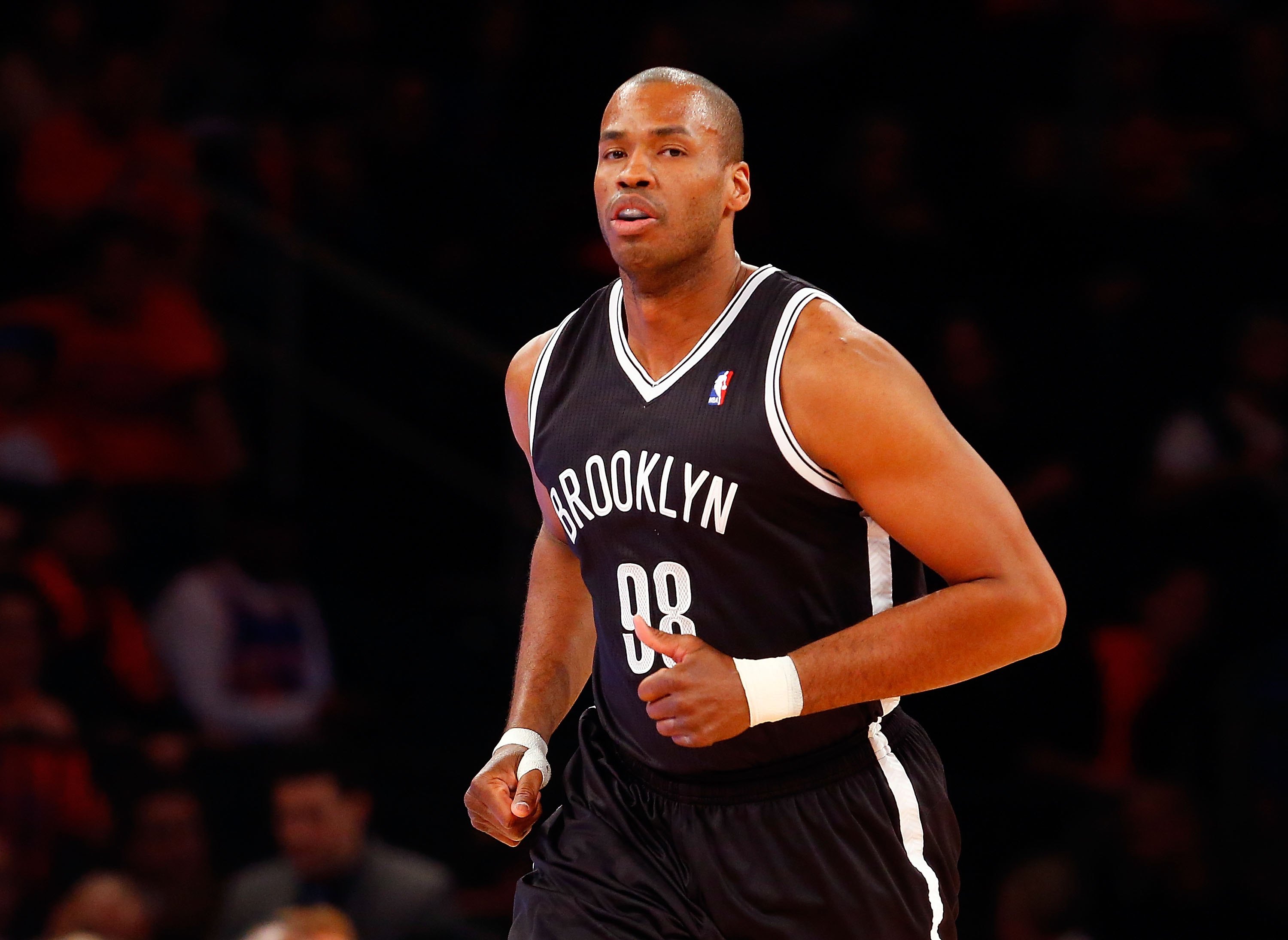 Jason Collins #98 of the Brooklyn Nets in action against the New York Knicks at Madison Square Garden on April 2, 2014. | Source: Getty Images