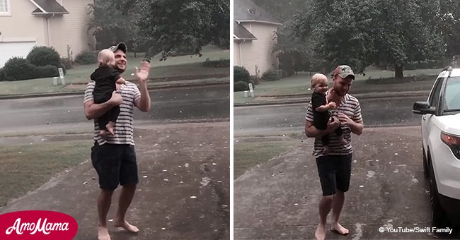 Toddler reacts to seeing rain for the first time