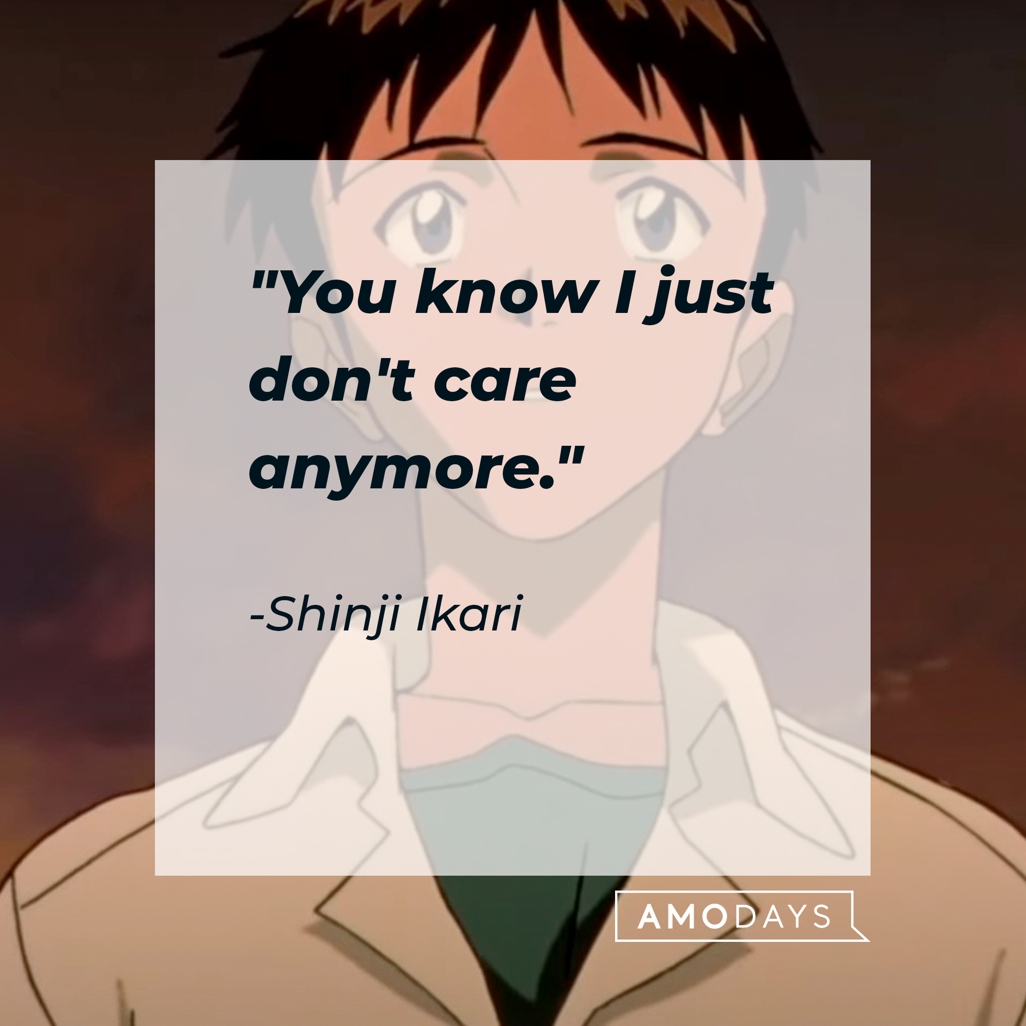 Shinji Ikari's quote: "You know I just don't care anymore." | Source: Facebook.com/EvangelionMovie