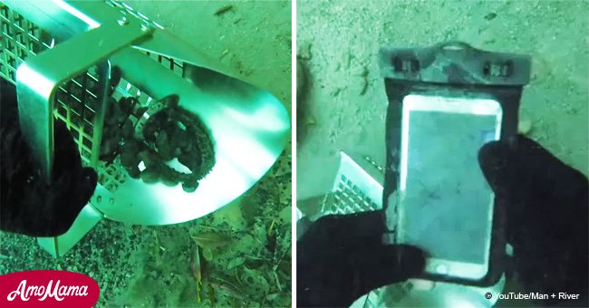 Diver with metal detector regularly finds unexpected things under waterfalls