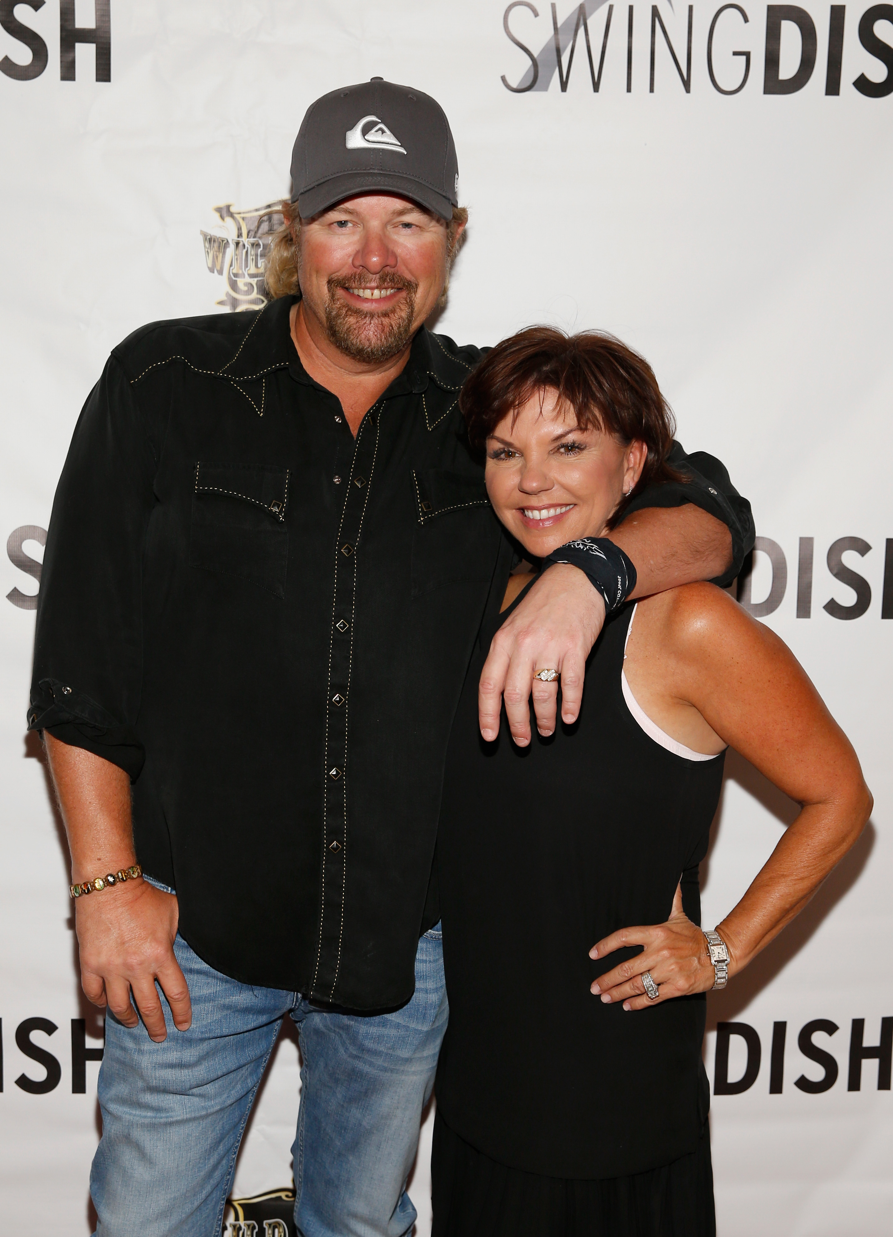Toby Keith and Tricia Lucus attend the SwingDish Launch Event at The Country Club in Las Vegas, Nevada on August 18, 2015. | Source: Getty Images