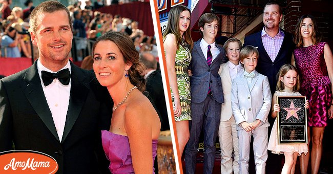 Actor Chris O'Donnell (R) and wife Caroline Fentress arrive at the 61st Primetime Emmy Awards held at the Nokia Theatre on September 20, 2009  [left], Actor Chris O'Donnell with his wife and children attend the ceremony to unveil O'Donnell's star on the Hollywood Walk of Fame on March 5, 2015 [right] | Photo: Getty Images